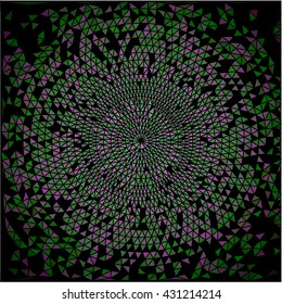Green pink triangle circle on black business background