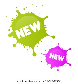 Green, Pink Vector New Splashes, Blots