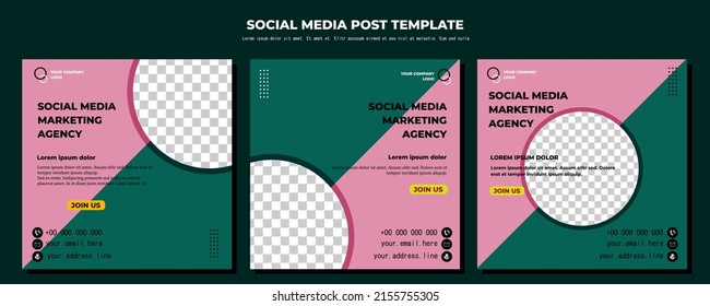 Green and Pink Vector Social Media Post Template, vector art illustration and text, Simple Design
