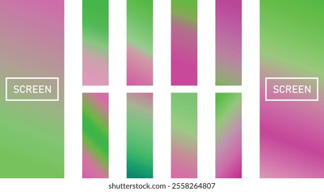 Green to Pink violet gradient modern background set. Smooth soft color abstract gradients. Screen For banner, template, mobile app