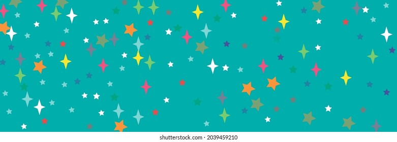 Grünrosa Violett Rote mehrfarbige Sterne Indigo Lavender Sky Tapete. Blauer türkiser Orangen-lebhafter, gelber, bunter weißer Sterne-Ornament. Chaotische helle Pastel Azurblau Vivid Print Sea Illustration.