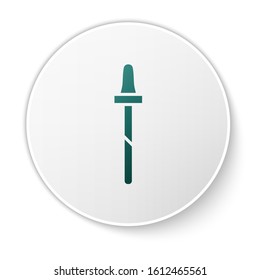 Green Pipette icon isolated on white background. Element of medical, cosmetic, chemistry lab equipment. White circle button. Vector Illustration