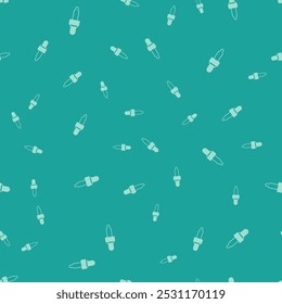 Green Pipette with oil icon isolated seamless pattern on green background. Element of medical, chemistry lab equipment. Pipette with drop. Medicine symbol.  Vector