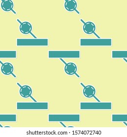 Green Pirate eye patch icon isolated seamless pattern on yellow background. Pirate accessory.  Vector Illustration