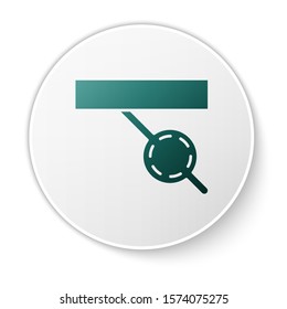 Green Pirate eye patch icon isolated on white background. Pirate accessory. White circle button. Vector Illustration