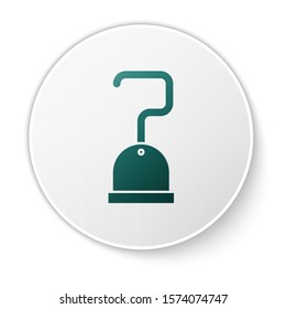 Green Pirate hook icon isolated on white background. White circle button. Vector Illustration