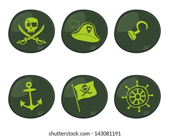 green pirate icon set
