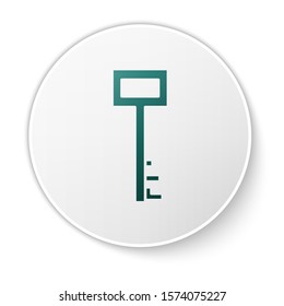 Green Pirate key icon isolated on white background. White circle button. Vector Illustration