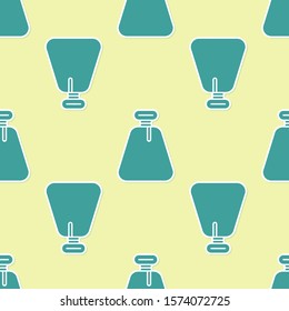 Green Pirate sack icon isolated seamless pattern on yellow background.  Vector Illustration