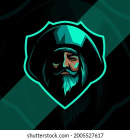 Green pirates mascot logo design