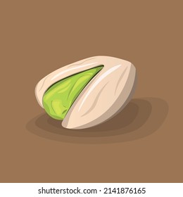 Green pistachio nut flat cartoon vector illustration 