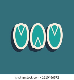 Green Pistachio nuts icon isolated on blue background. Long shadow style. Vector Illustration