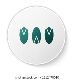Green Pistachio nuts icon isolated on white background. White circle button. Vector Illustration