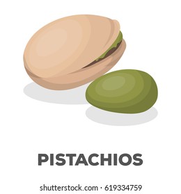 Green pistachio in the shell.Different kinds of nuts single icon in cartoon style vector symbol stock illustration.