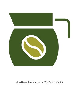 Green Pitcher With Coffee Bean Graphic For Icon Use