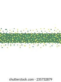 A green pixel art style pattern over a white background