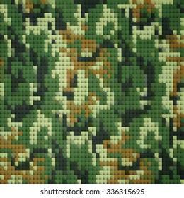 Green pixel camouflage. Vector illustration.