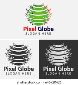 Green Pixel Globe Logo