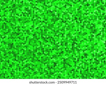 Green pixel gradient background. Mosaic with background color change. Green hexagonal background. Wallpaper pixels, hexagonal, mosaic, green, gradient. Vector illustration.