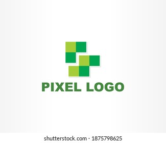 Green Pixel logo design template