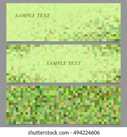 Green pixel square mosaic banner design template set
