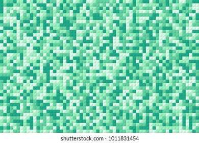 green pixel squares like mosaic background. concept of geometric backdrop for footer or header and greeting card or poster cover. cartoon flat pixelart trend style modern graphic design element