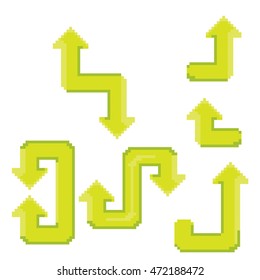 green pixel style arrow collection. vector arrow set