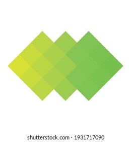 Green pixelized mosaic logo design element. Abstract shape of multiple squares. Simple flat vector graphic symbol