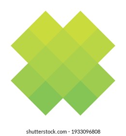 Green pixelized mosaic logo design element. Abstract shape of multiple squares. Simple flat vector graphic symbol