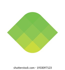 Green pixelized mosaic logo design element. Abstract shape of multiple squares. Simple flat vector graphic symbol