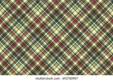 Green plaid diagonal seamless fabric texture. Vector illustration.