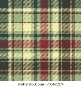 Green plaid diagonal seamless fabric texture. Vector illustration.