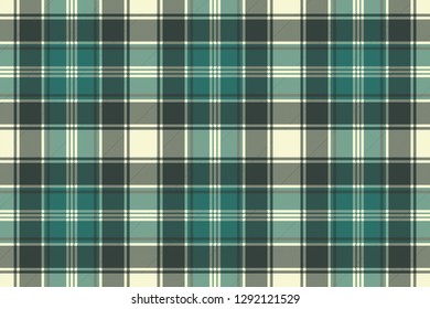 Green plaid fabric texture seamless pattern. Vector illustration.