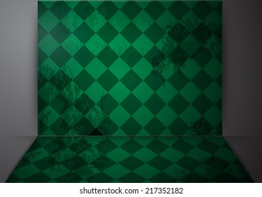 Green plaid old wallpaper template.