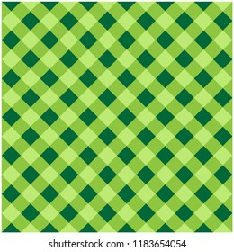 Green plaid pattern for textile. Seamless vector illustration