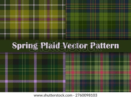Green Plaid Seamless Pattern Spring Fabric Background