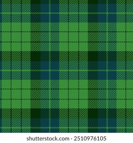Green plaid seamless pattern vector. Background graphic tartan fashion design use for print, texture, cloth, fabric, flannel.	