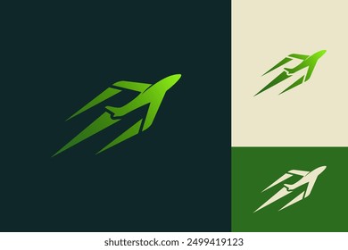 Green Plane air jet Logo design