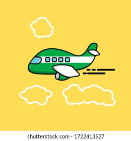 Green plane cartoon vector image suitable for toddler book illustrations