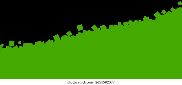 O plano verde emerge do preto com cubos espalhados na borda