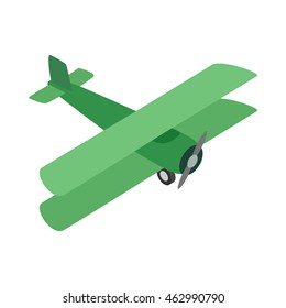 Green plane icon in isometric 3d style isolated on white background. Air transport symbol