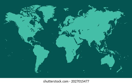 green plane map of the world on white background