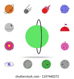 green planet colored icon. Colored Space icons universal set for web and mobile