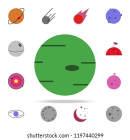 green planet colored icon. Colored Space icons universal set for web and mobile