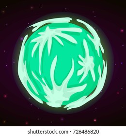 Green planet concept background. Cartoon illustration of green planet vector concept background for web