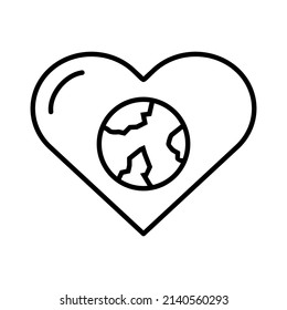 
Green planet earth concept vector, icon, world ecology, eco logo environment and full of love. Great for symbols, logos and more with editable black outlines