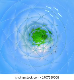 green planet earth with grass abstract for background