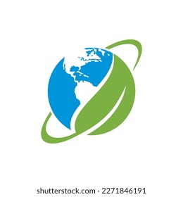 Planeta verde, tierra e icono de hoja