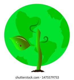 Green planet earth in the shape of a tree crown. Ecology concept.