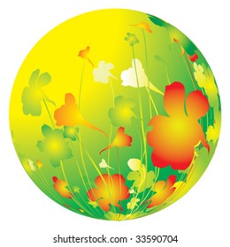 Green planet in flowers